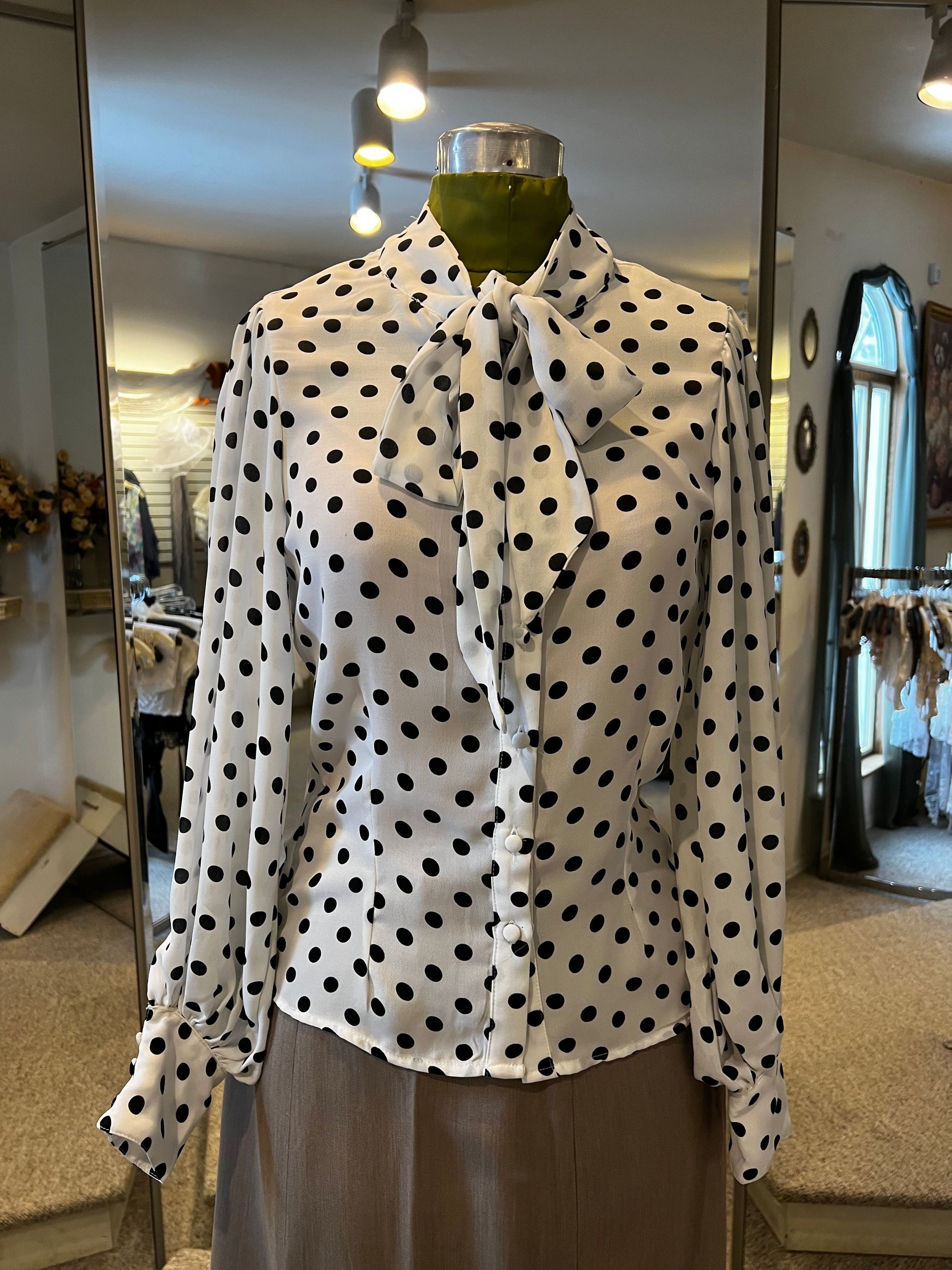 1940s and 50s inspired blouse with polka dots