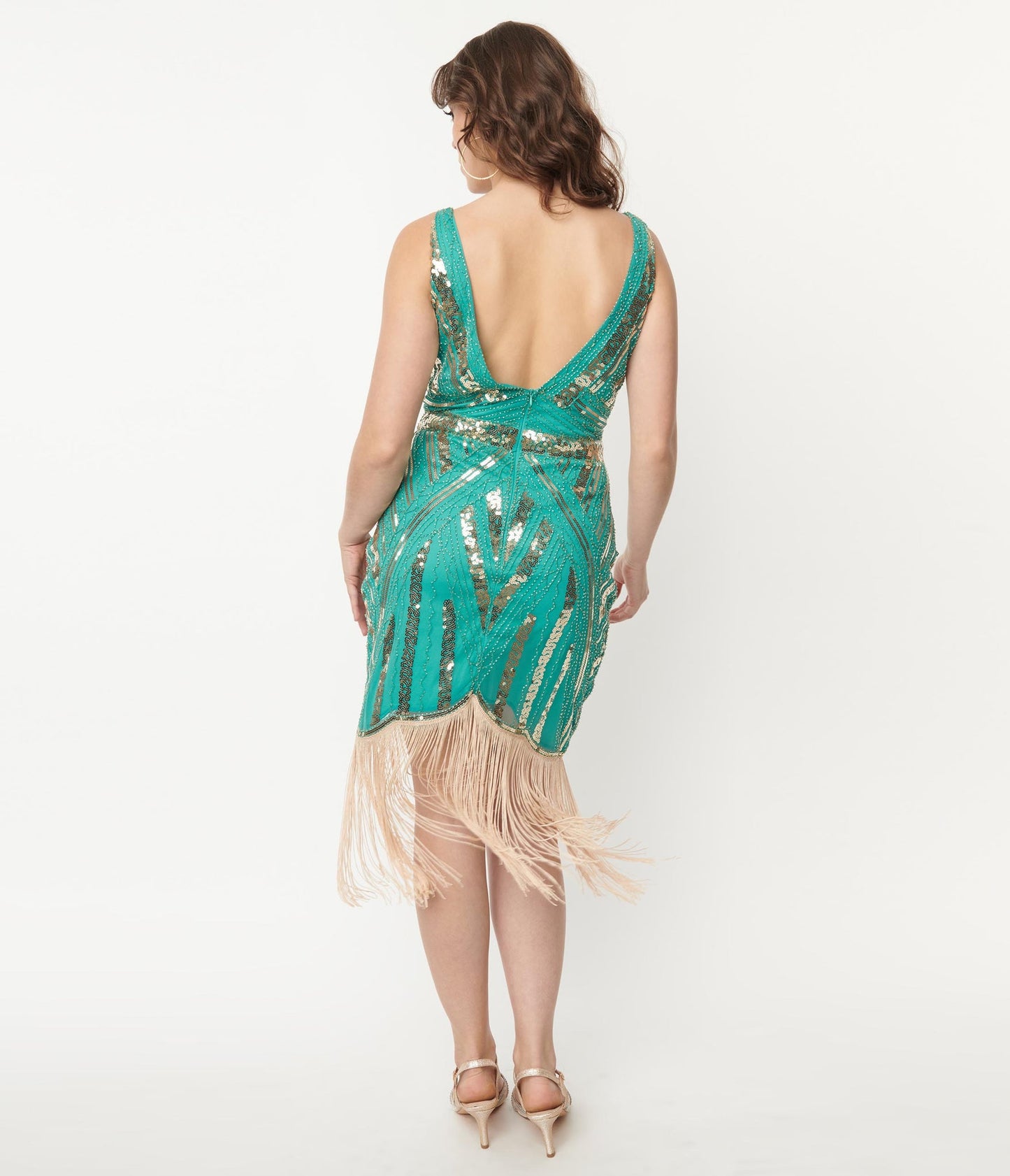 Turquoise and Gold Sequin Flapper