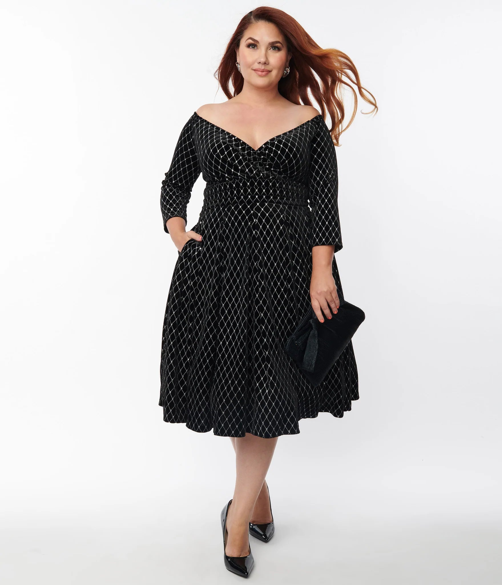 Swing Dress with velvet and sparkles with  a 1940s and 1950s flare