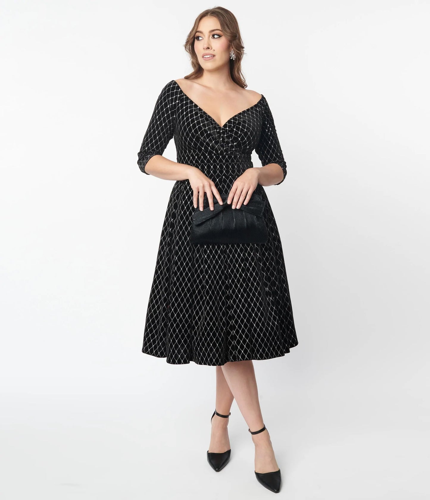 Swing Dress with velvet and sparkles with  a 1940s and 1950s flare