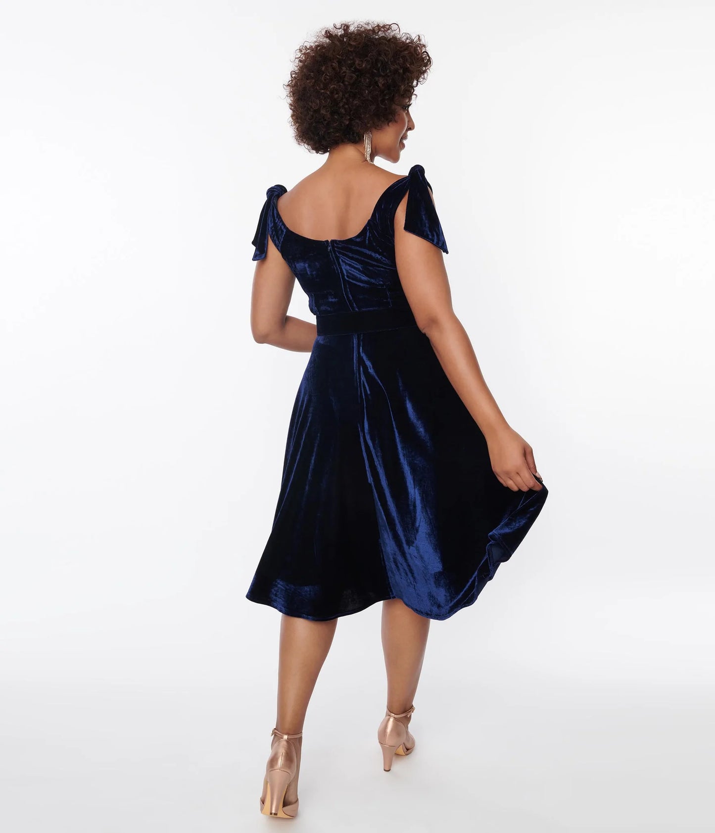 Velvet Swing dress with pockets 1940s and 1950s inspired