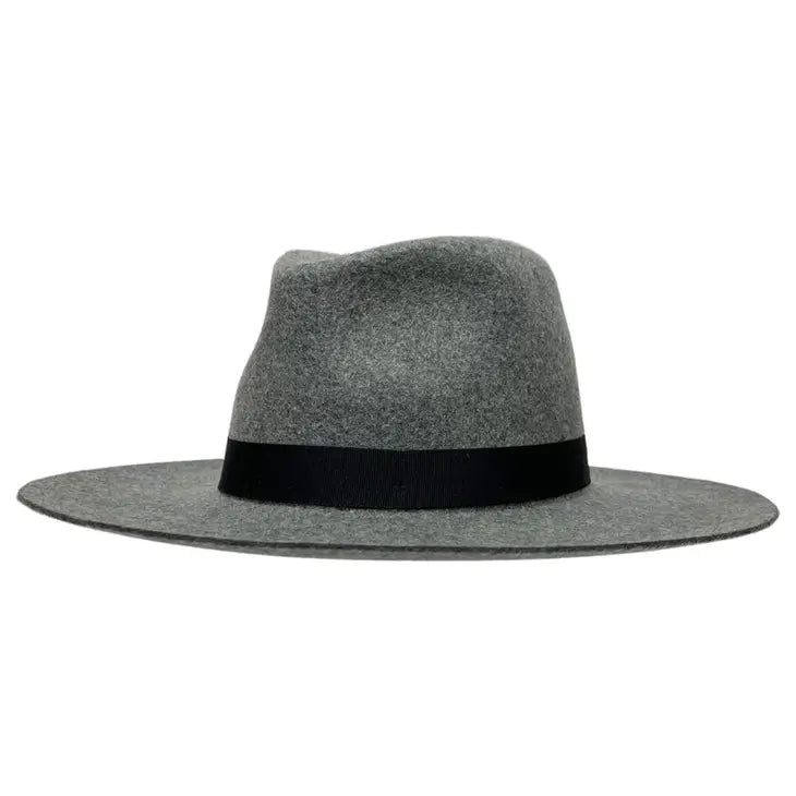 Western, fedora style hat with a wide brim made in the USA in Gray