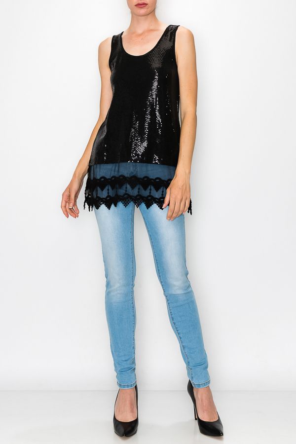 Sparkling tank top, western and bohemian flare