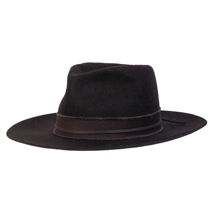 Western, fedora style hat with a wide brim made in the USA in Black