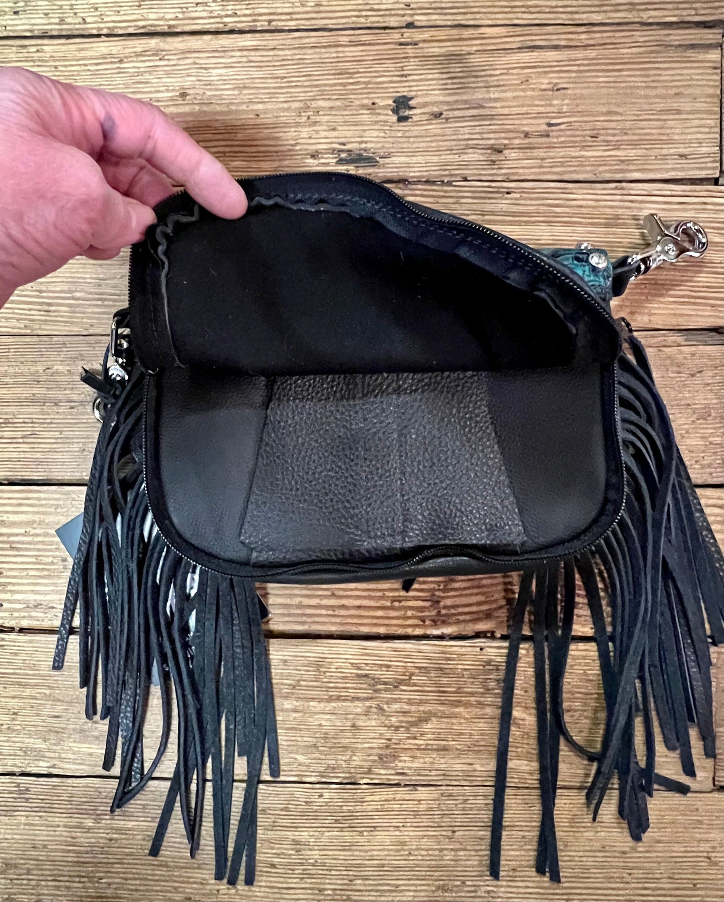 western concealed carry side fringe hip bag or hand bag