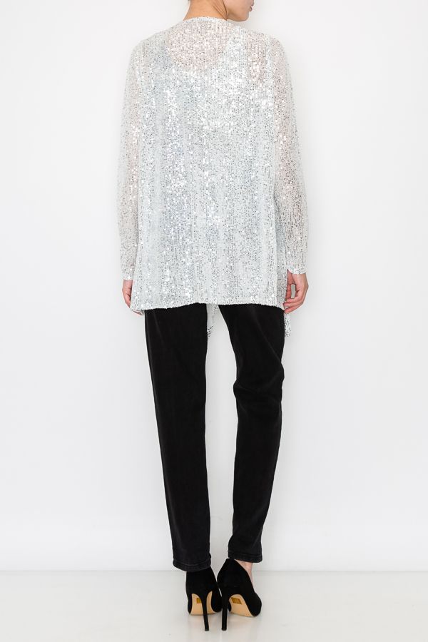Sequin silver cardigan with Western Flare