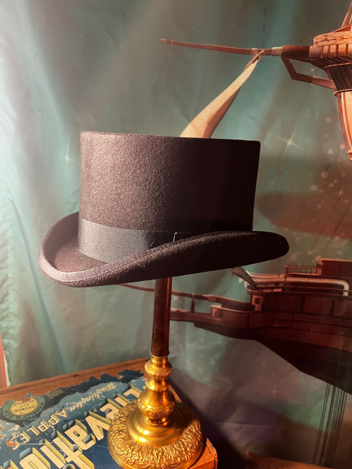 Black Top Hat with Victorian, gothic, bridgerton and steampunk flare